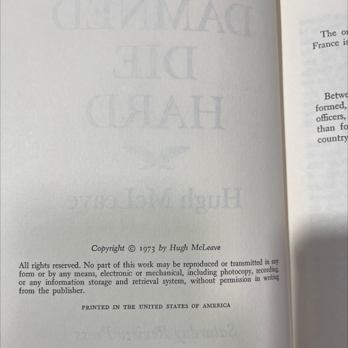 the damned die hard book, by Hugh McLeave, 1973 Hardcover image 3