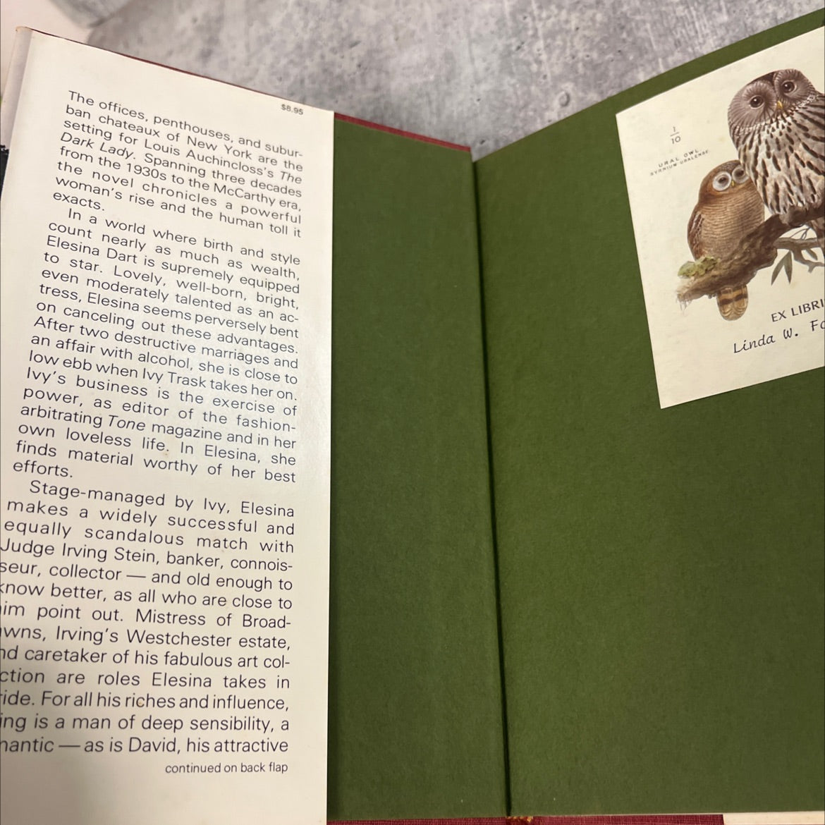 the dark lady book, by Louis Auchincloss, 1977 Hardcover image 4