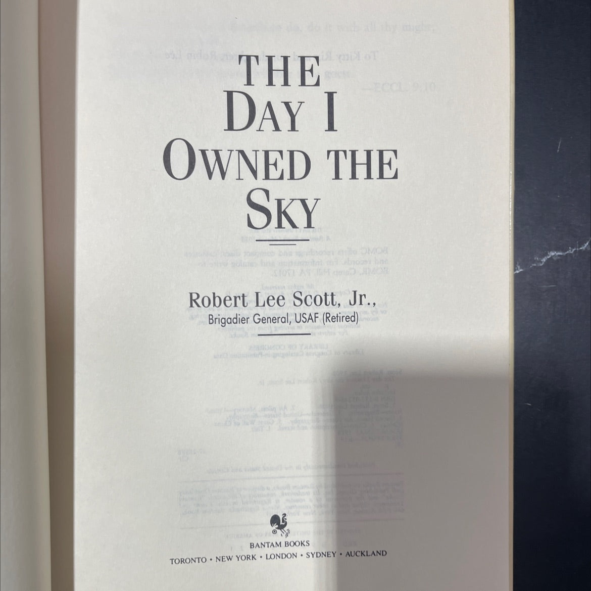 the day i owned the sky book, by Robert Lee Scott, Jr., 1988 Hardcover image 2