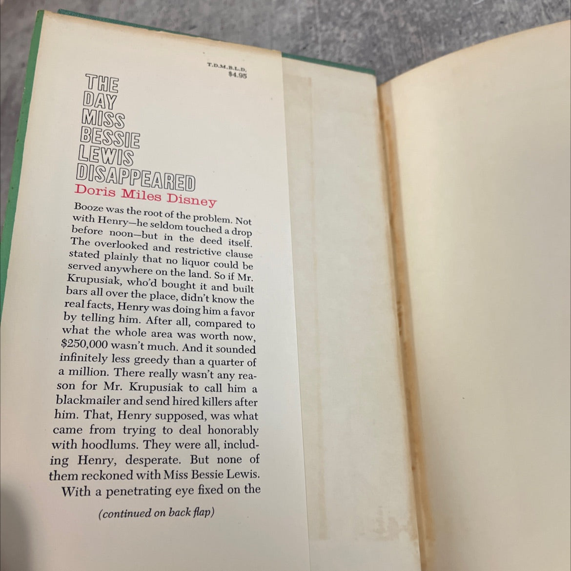 the day miss bessie lewis disappeared book, by doris miles disney, 1972 Hardcover image 4