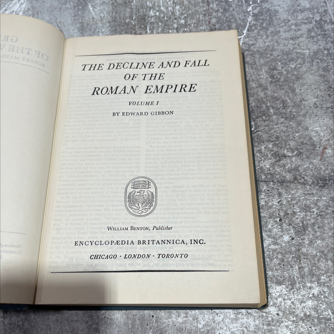 the decline and fall of the roman empire volume i book, by edward gibbon, 1952 Hardcover image 2