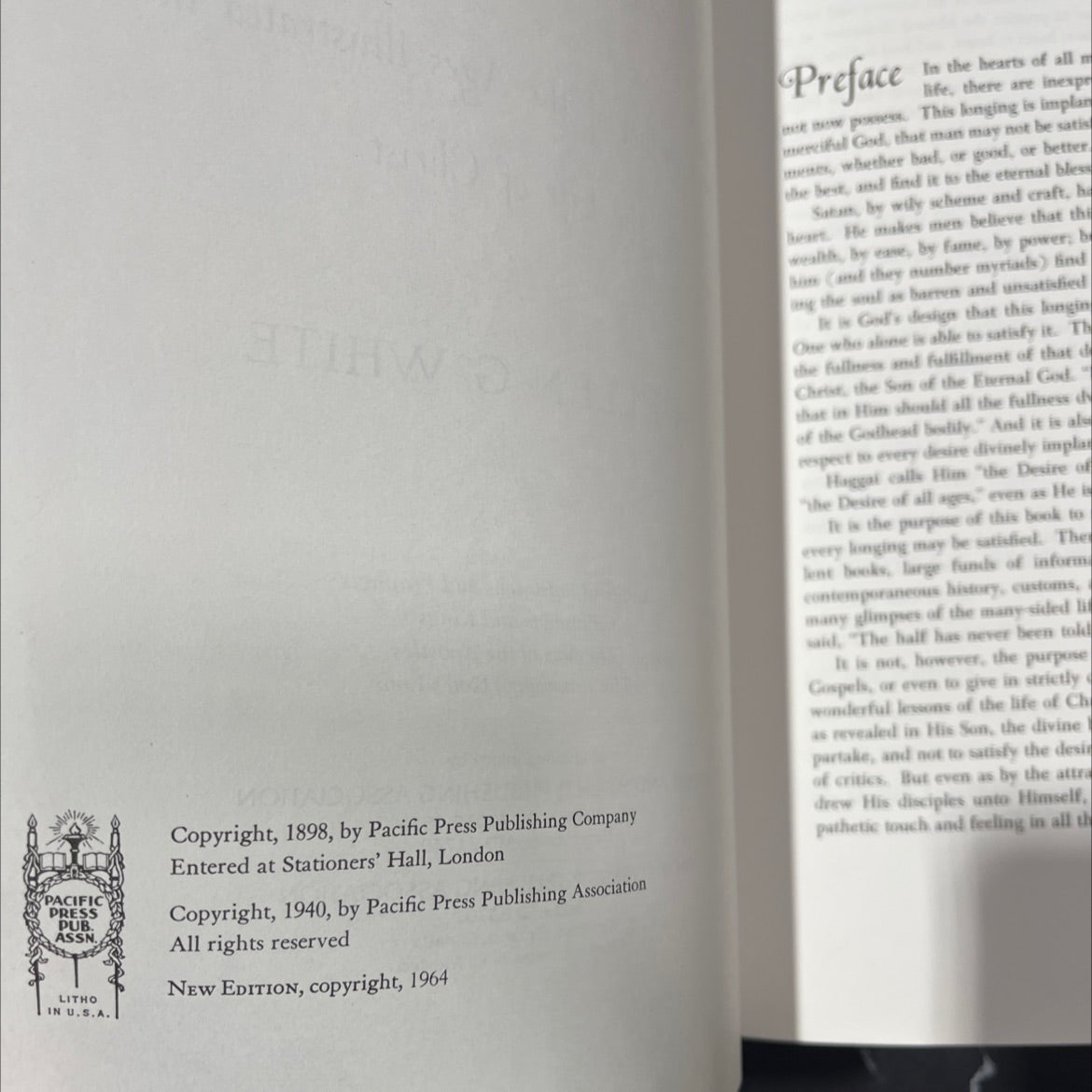 the desire of ages the conflict of the ages illustrated in the life of christ book, by ellen g. white, 1964 Hardcover image 3