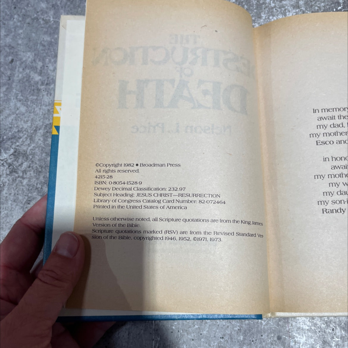 the destruction of death book, by nelson l. price, 1982 Hardcover image 3