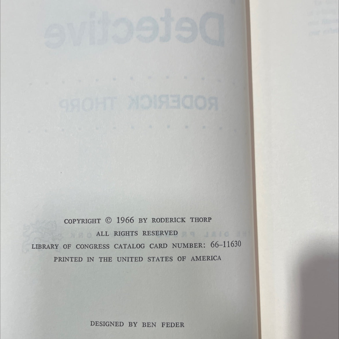 the detective book, by roderick thorp, 1966 Hardcover image 3