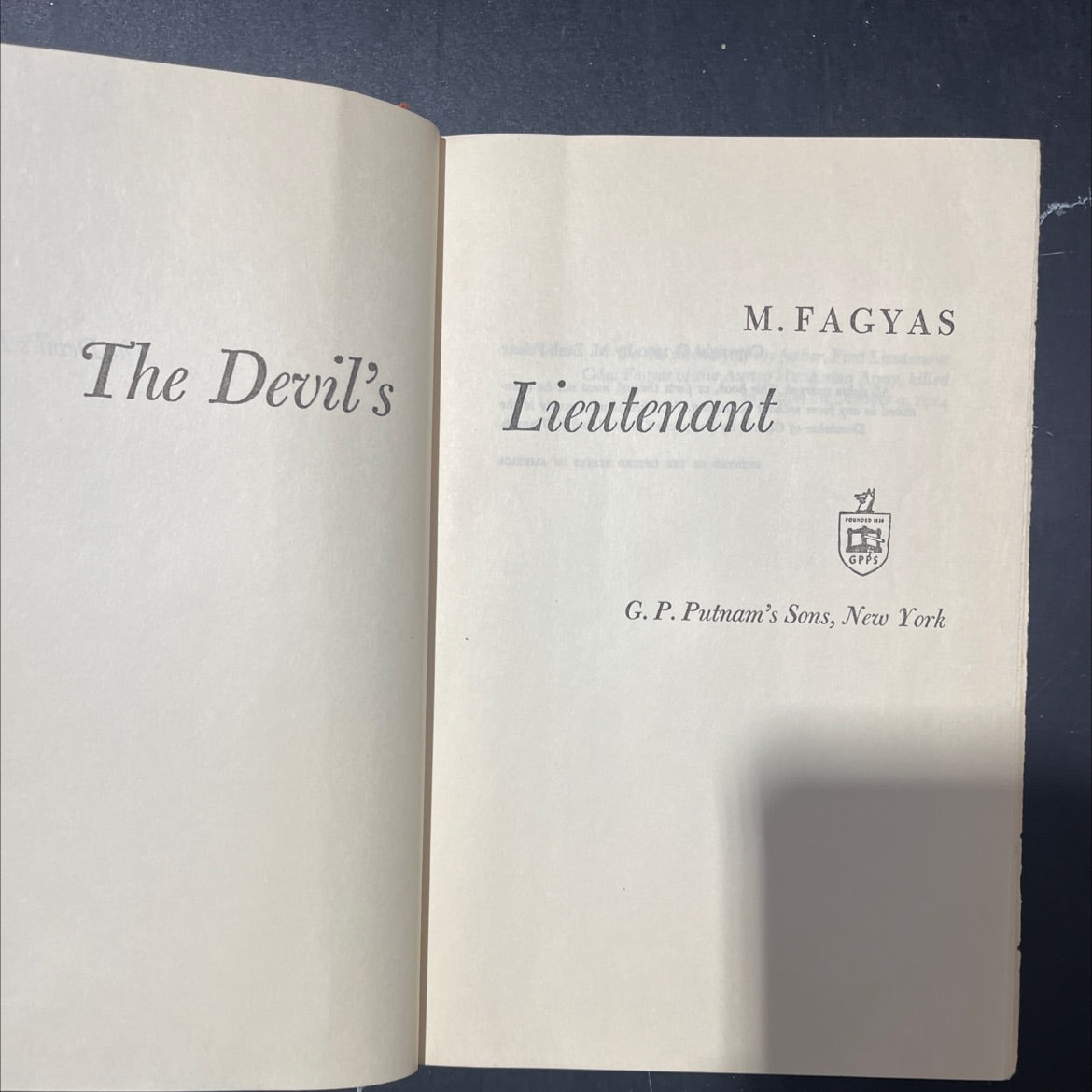 the devil's lieutenant book, by m. fagyas, 1970 Hardcover image 2