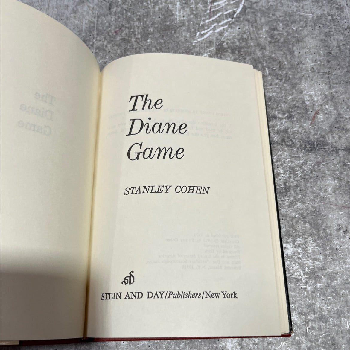 the diane game book, by stanley cohen, 1973 Hardcover image 2
