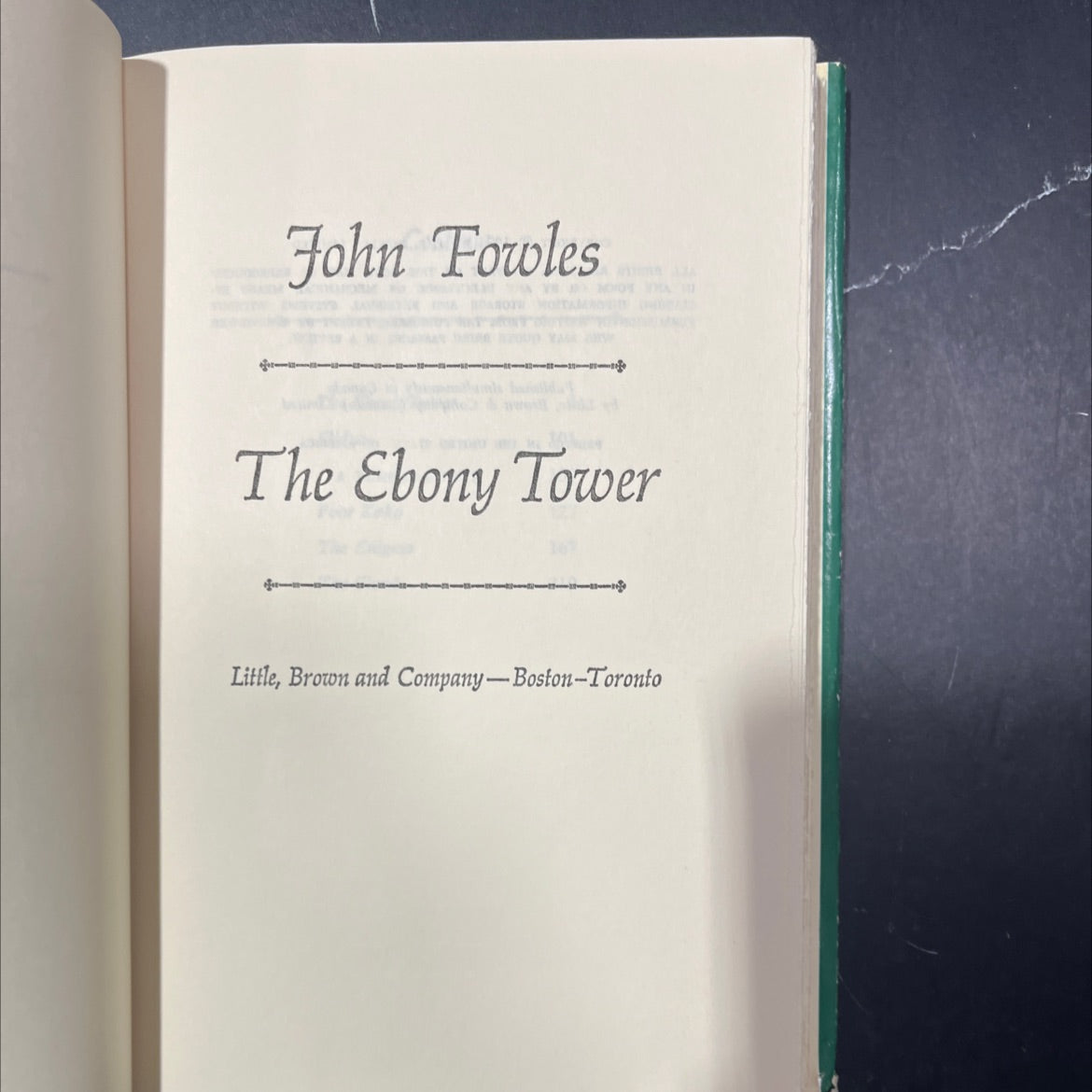 the ebony tower book, by john fowles, 1974 Hardcover image 2
