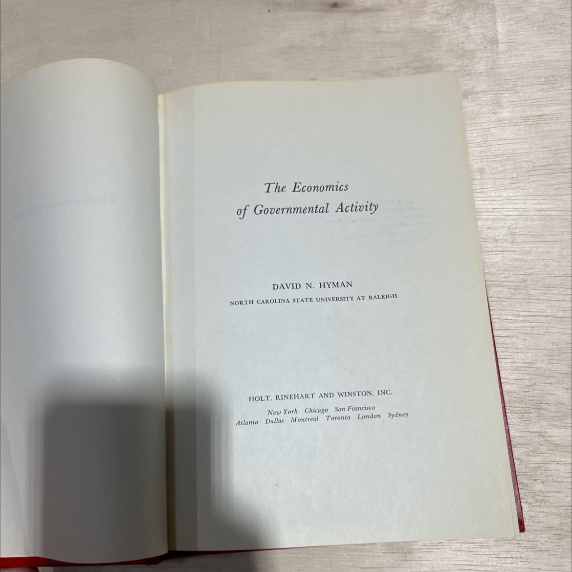 the economics of governmental activity book, by david n. hyman, 1973 Hardcover image 2
