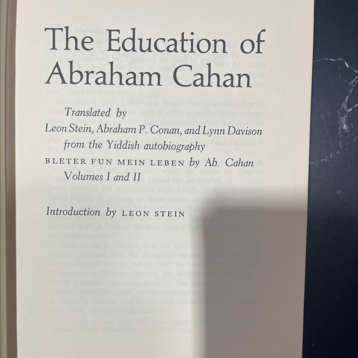 the education of abraham cahan book, by abraham cahan, 1969 Hardcover image 2