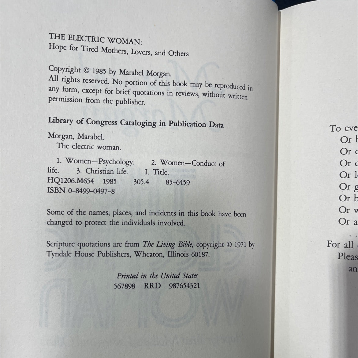 the electric woman: hope for tired mothers, lovers, and others book, by Marabel Morgan, 1985 Hardcover image 3