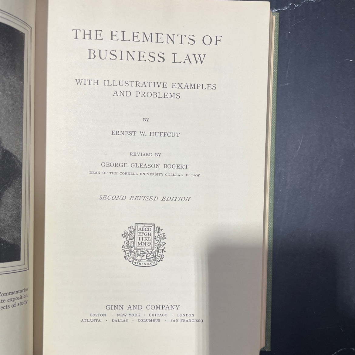 the elements of business law with illustrative examples and problems book, by ernest w. huffcut, 1925 Hardcover image 2