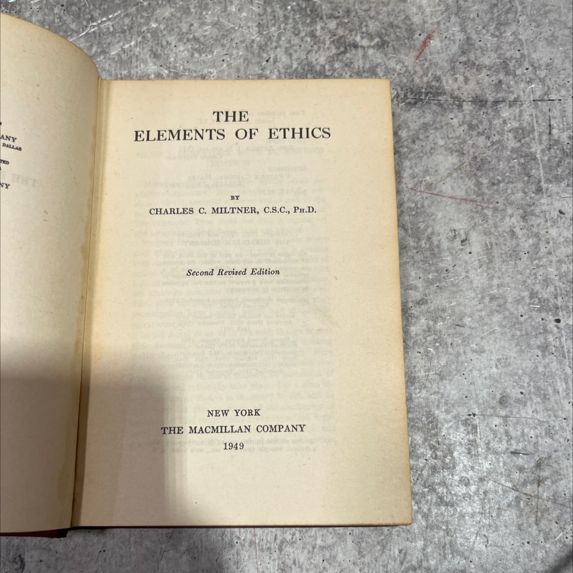 the elements of ethics book, by charles c. miltner, c.s.c., ph.d., 1949 Hardcover image 2