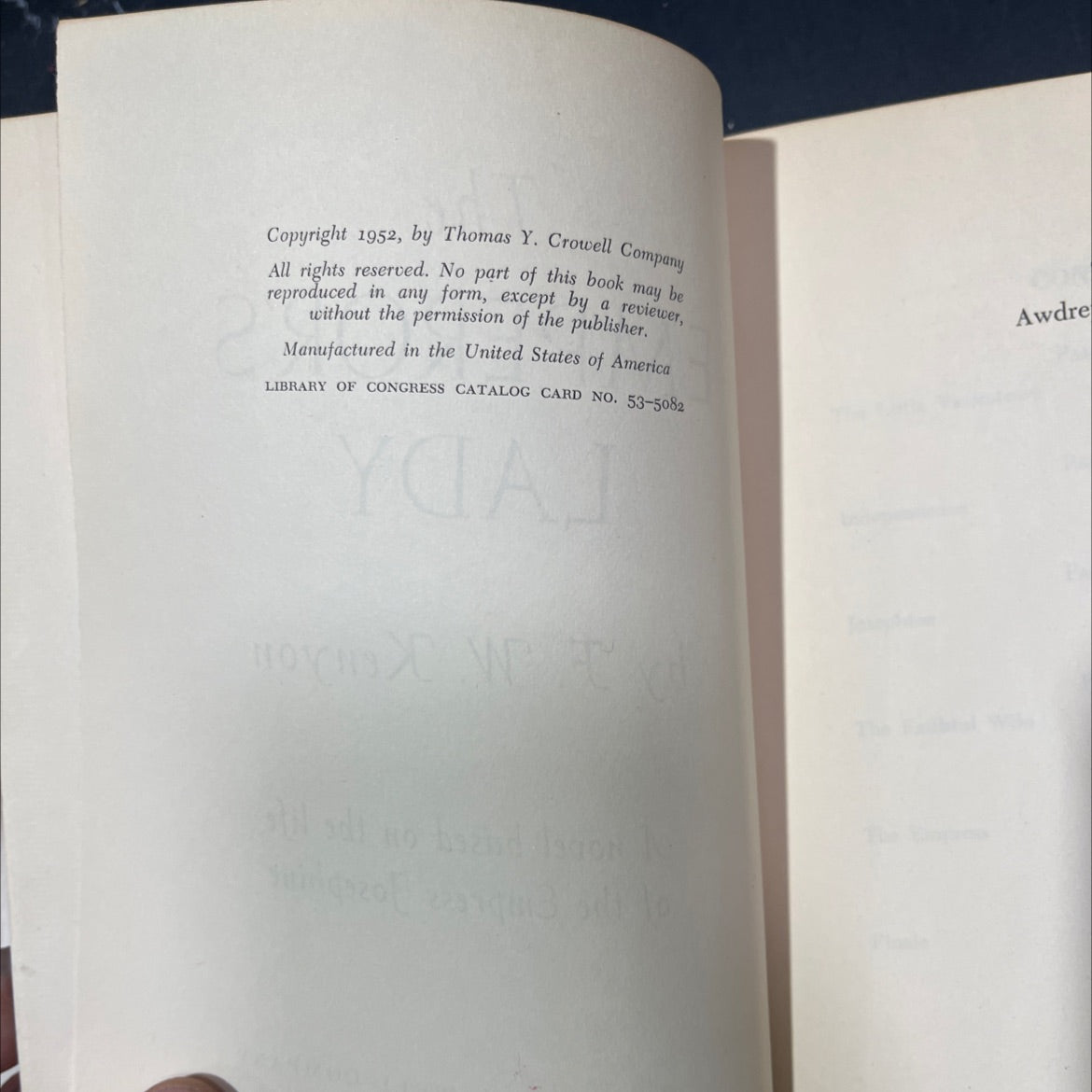the emperor's lady book, by F. W. Kenyon, 1952 Hardcover image 3