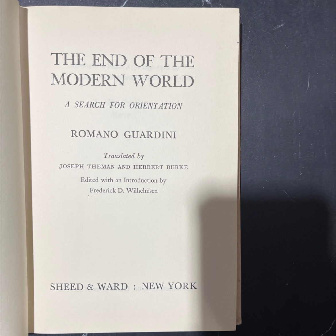 the end of the modern world a search for orientation book, by romano guardini, 1956 Hardcover image 2