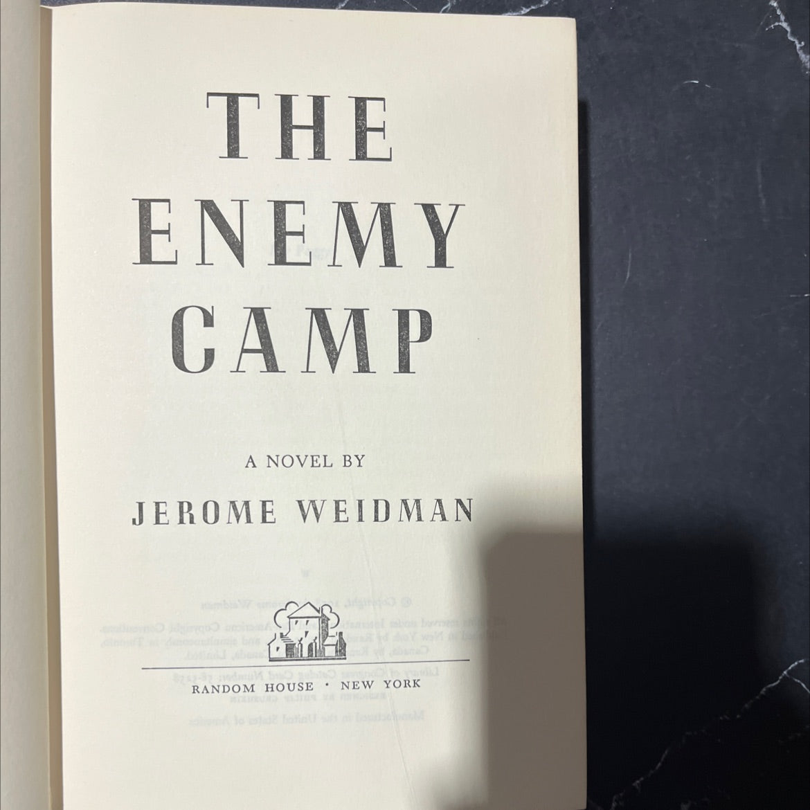 the enemy camp book, by Jerome Weidman, 1958 Hardcover image 2