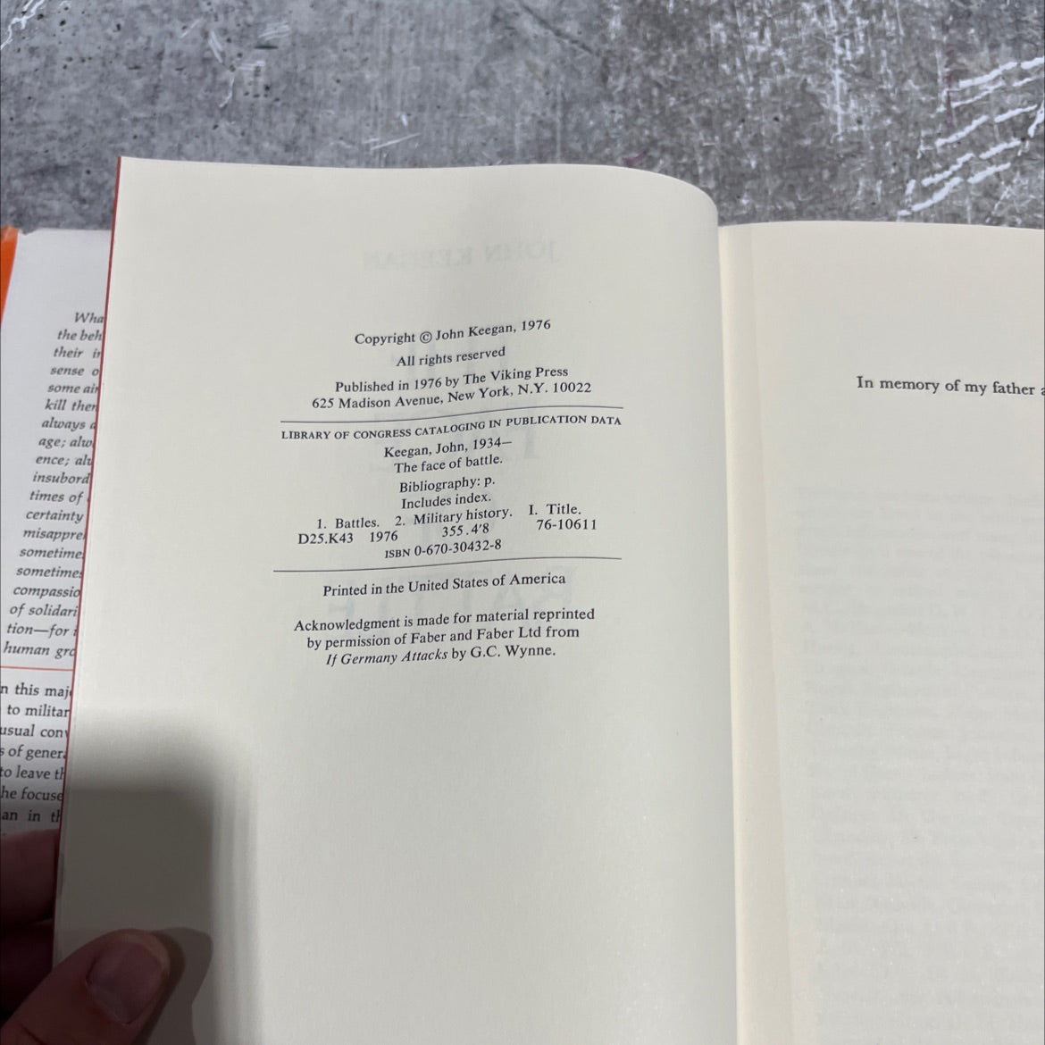 the face of battle book, by john keegan, 1976 Hardcover image 3