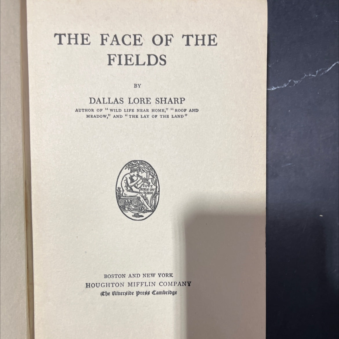the face of the fields book, by dallas lore sharp, 1911 Hardcover image 2
