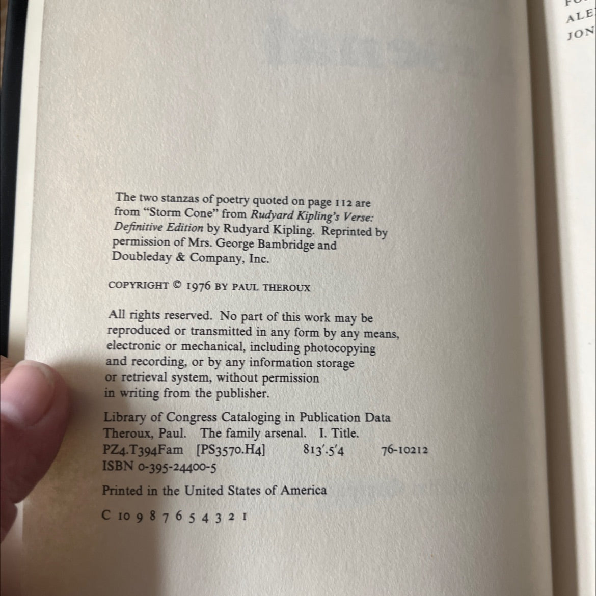 the family arsenal book, by paul theroux, 1976 Hardcover image 3