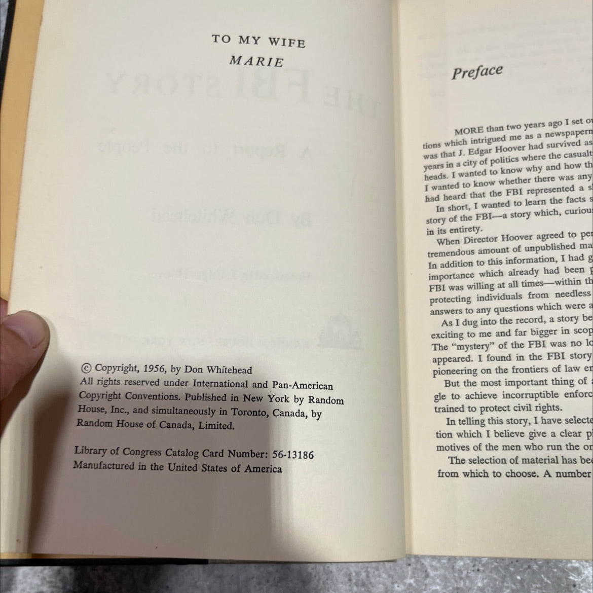 the fbi story a report to the people book, by don whitehead, 1956 Hardcover image 3