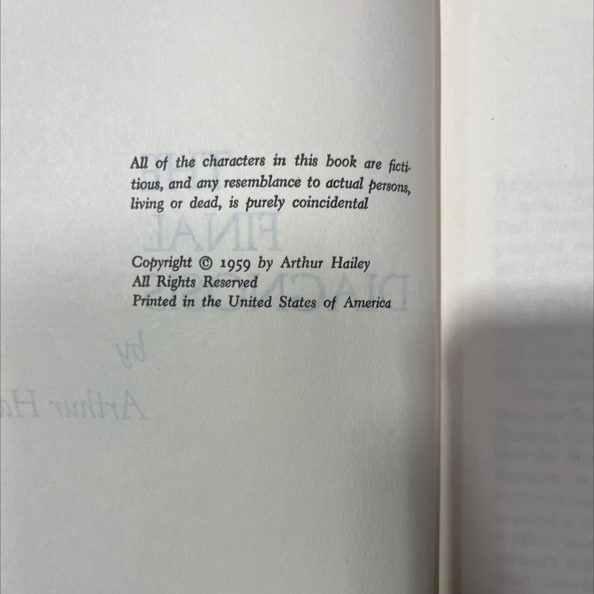 the final diagnosis book, by Arthur Hailey, 1959 Hardcover image 3