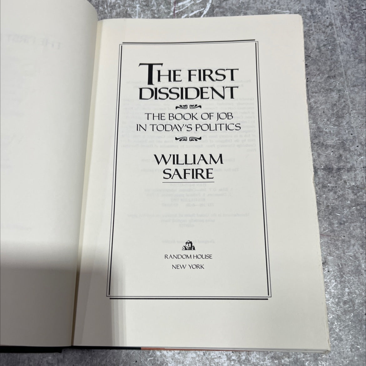 the first dissident: the book of job in today's politics book, by william safire, 1992 Hardcover image 2
