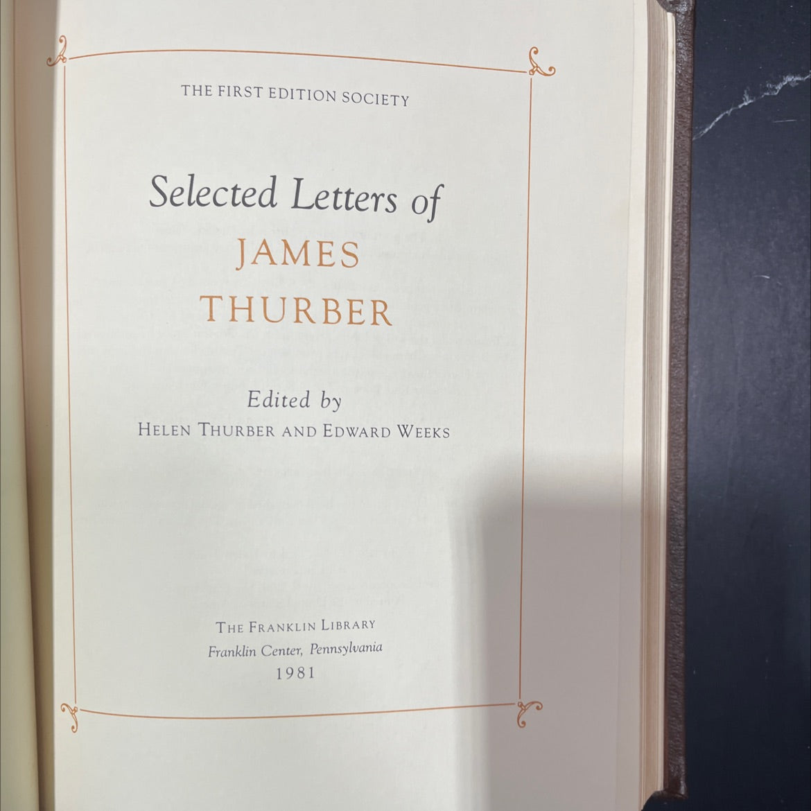 the first edition society selected letters of james thurber book, by james thurber, 1981 Leather image 2