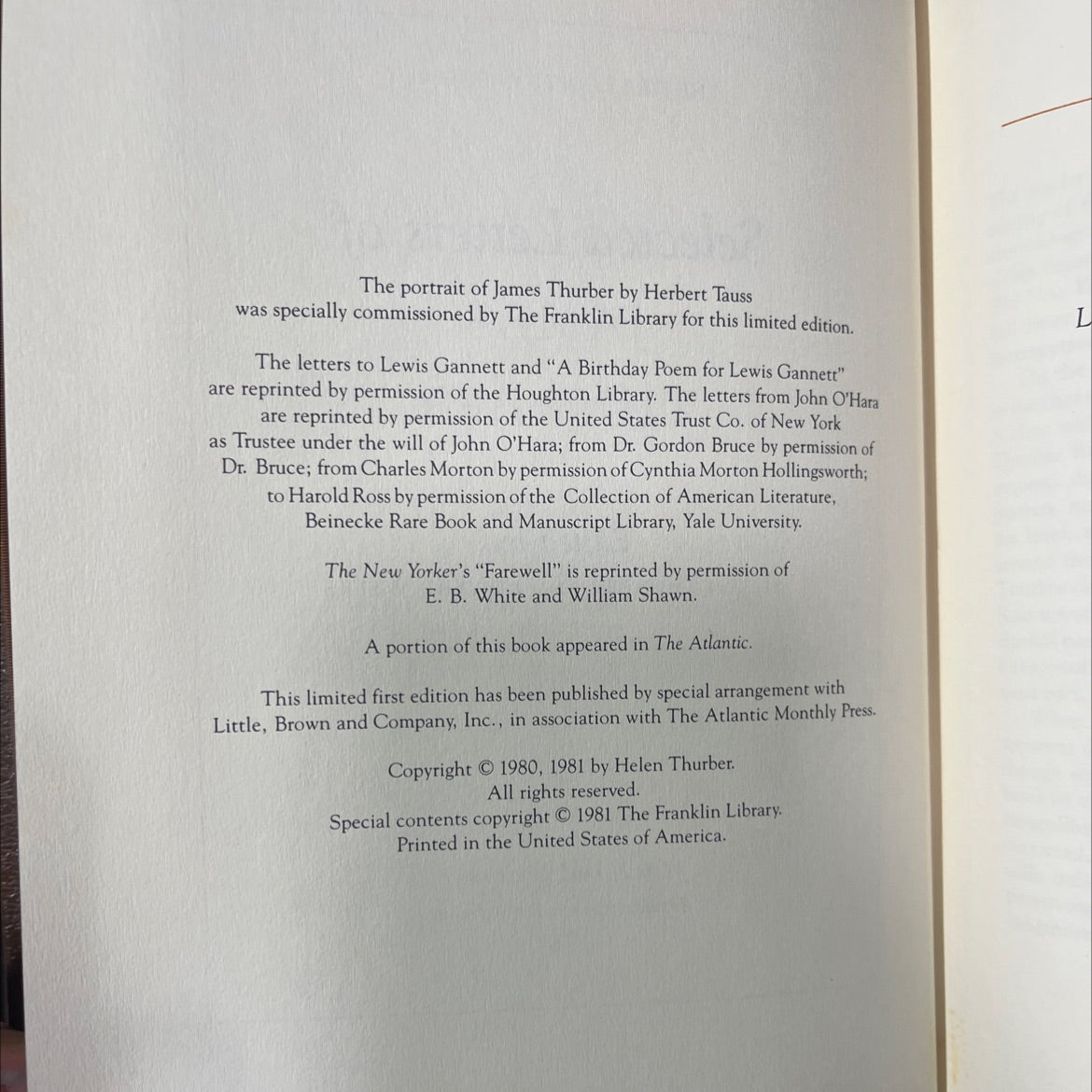 the first edition society selected letters of james thurber book, by james thurber, 1981 Leather image 3