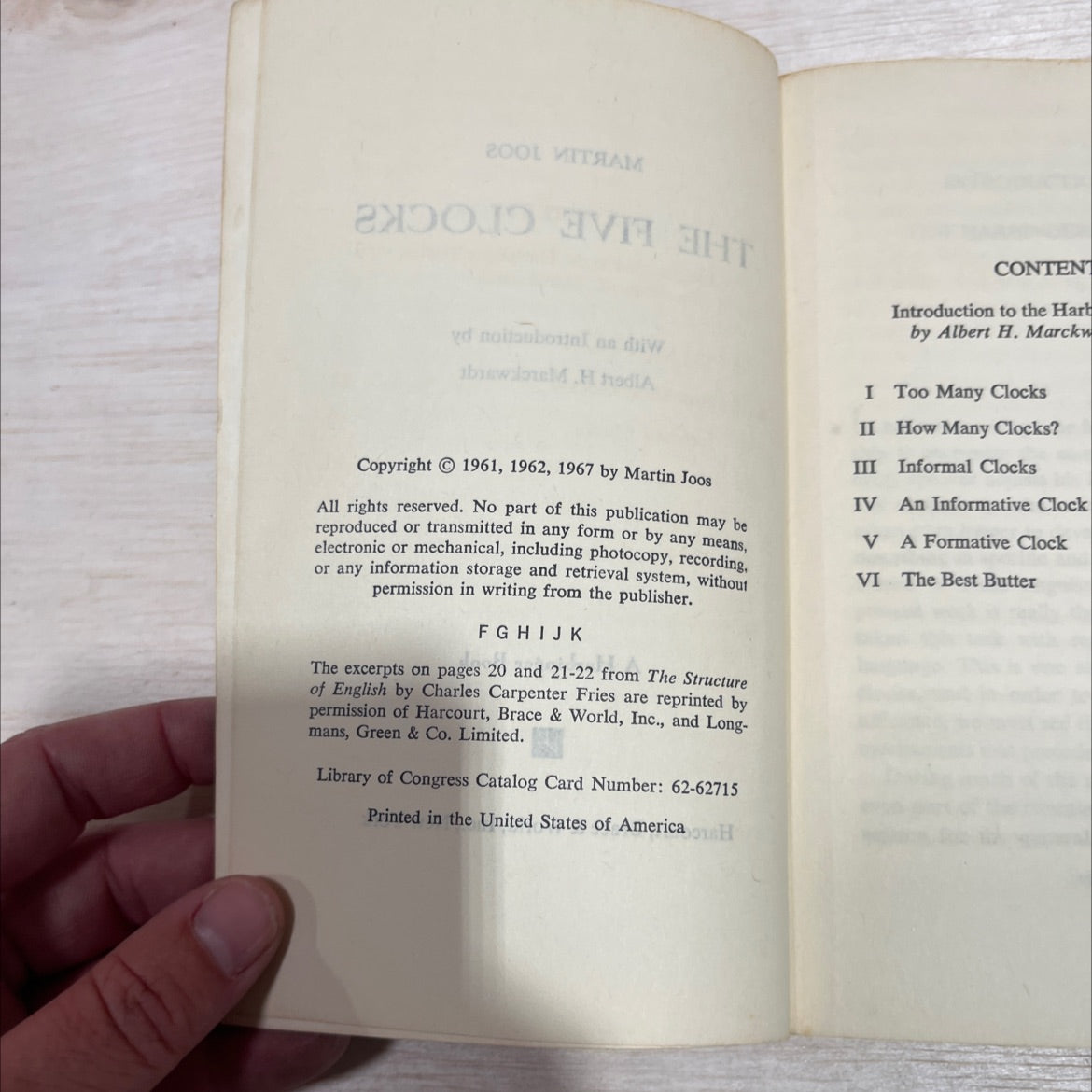 the five clocks book, by martin joos, 2001 Paperback image 3