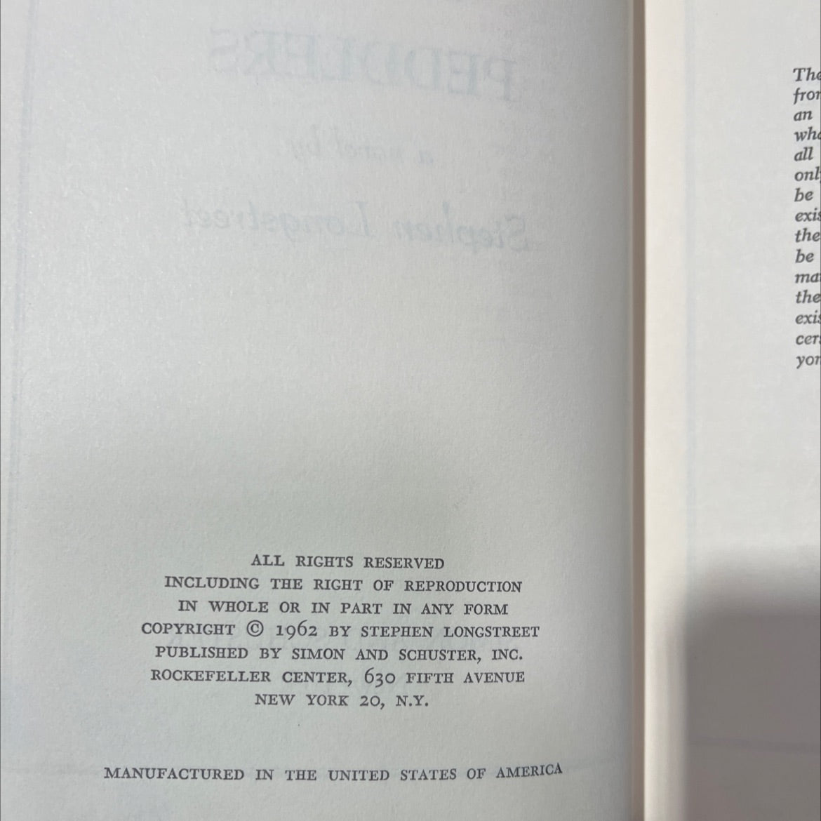 the flesh peddlers book, by stephen longstreet, 1962 Hardcover image 3