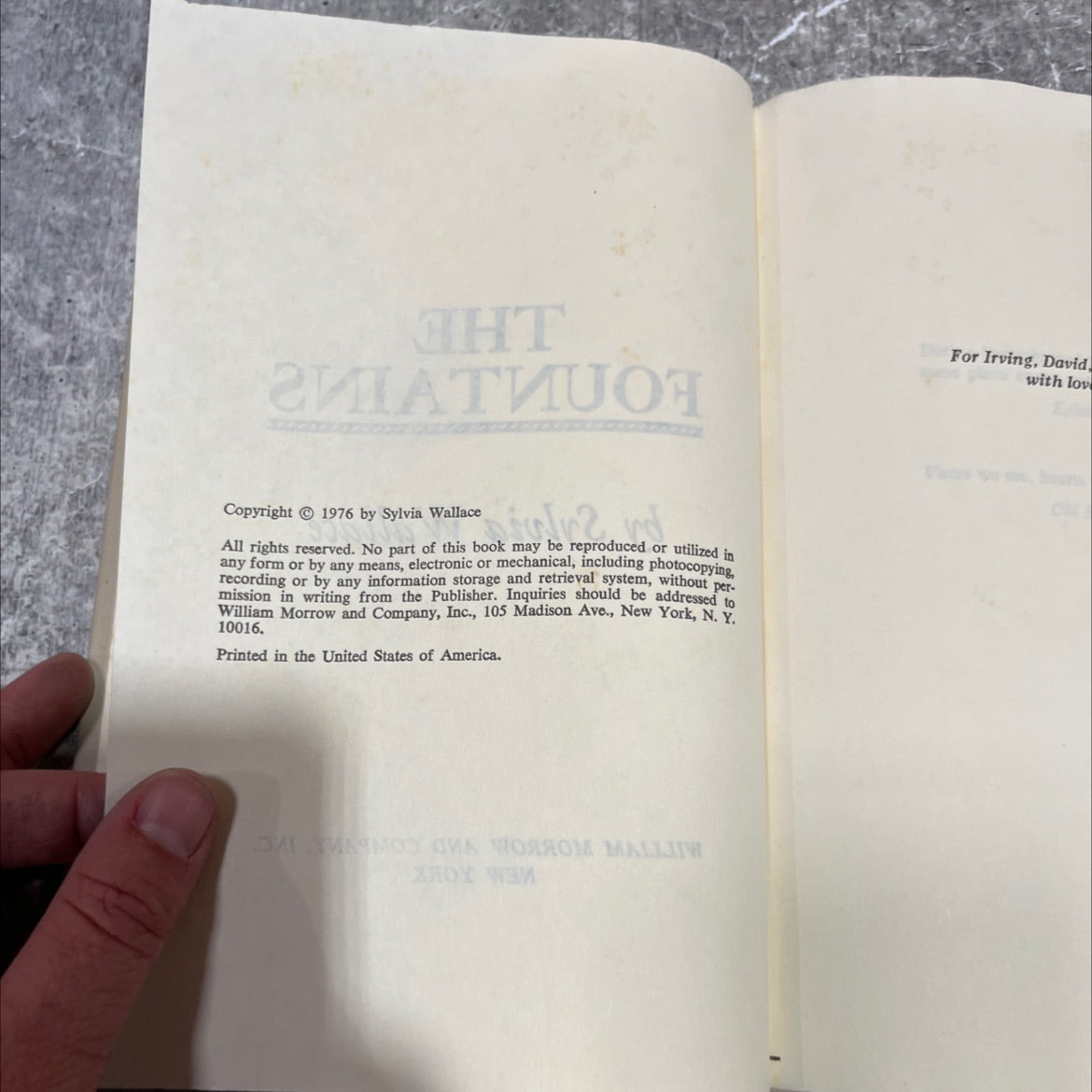 the fountains book, by sylvia wallace, 1976 Hardcover image 3