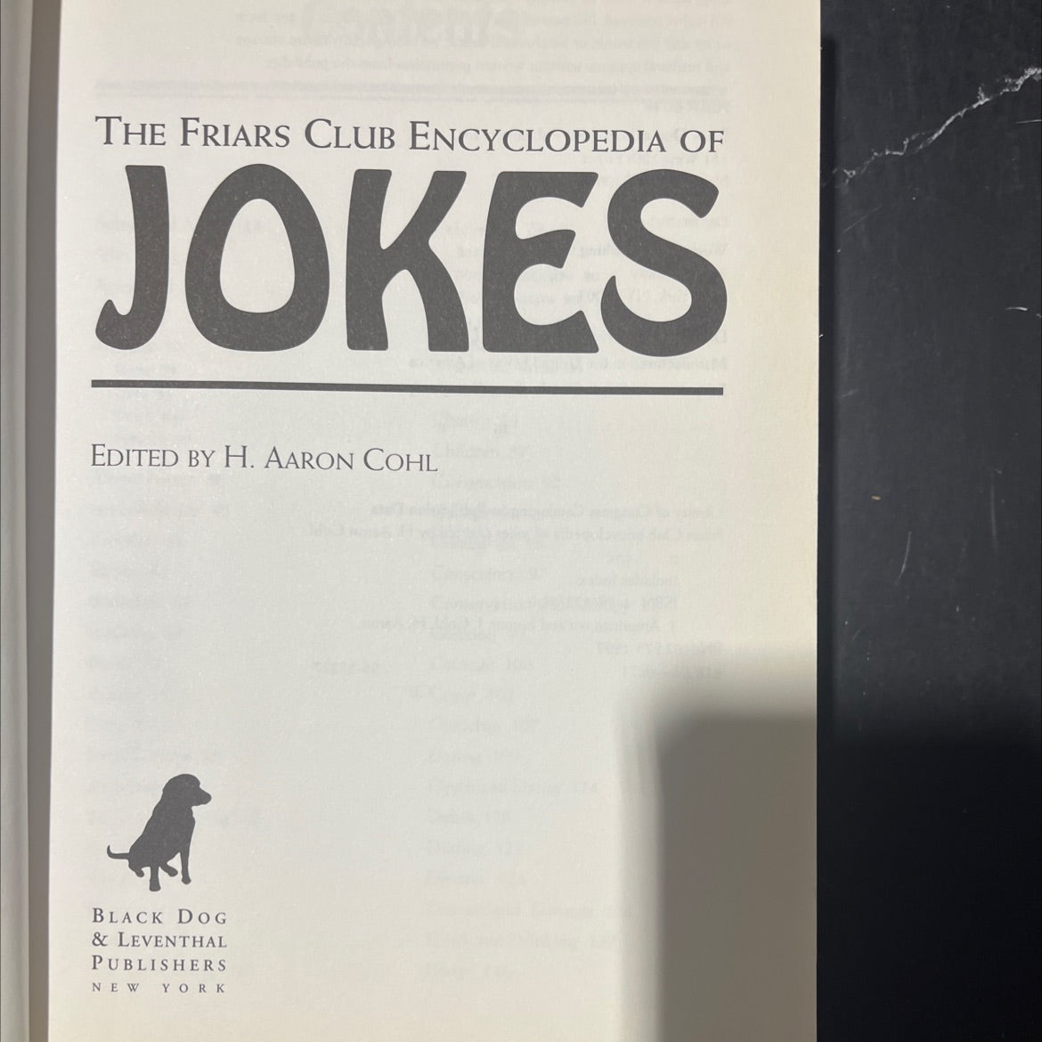 the friars club encyclopedia of jokes book, by h. aaron cohl, 1997 Hardcover image 2