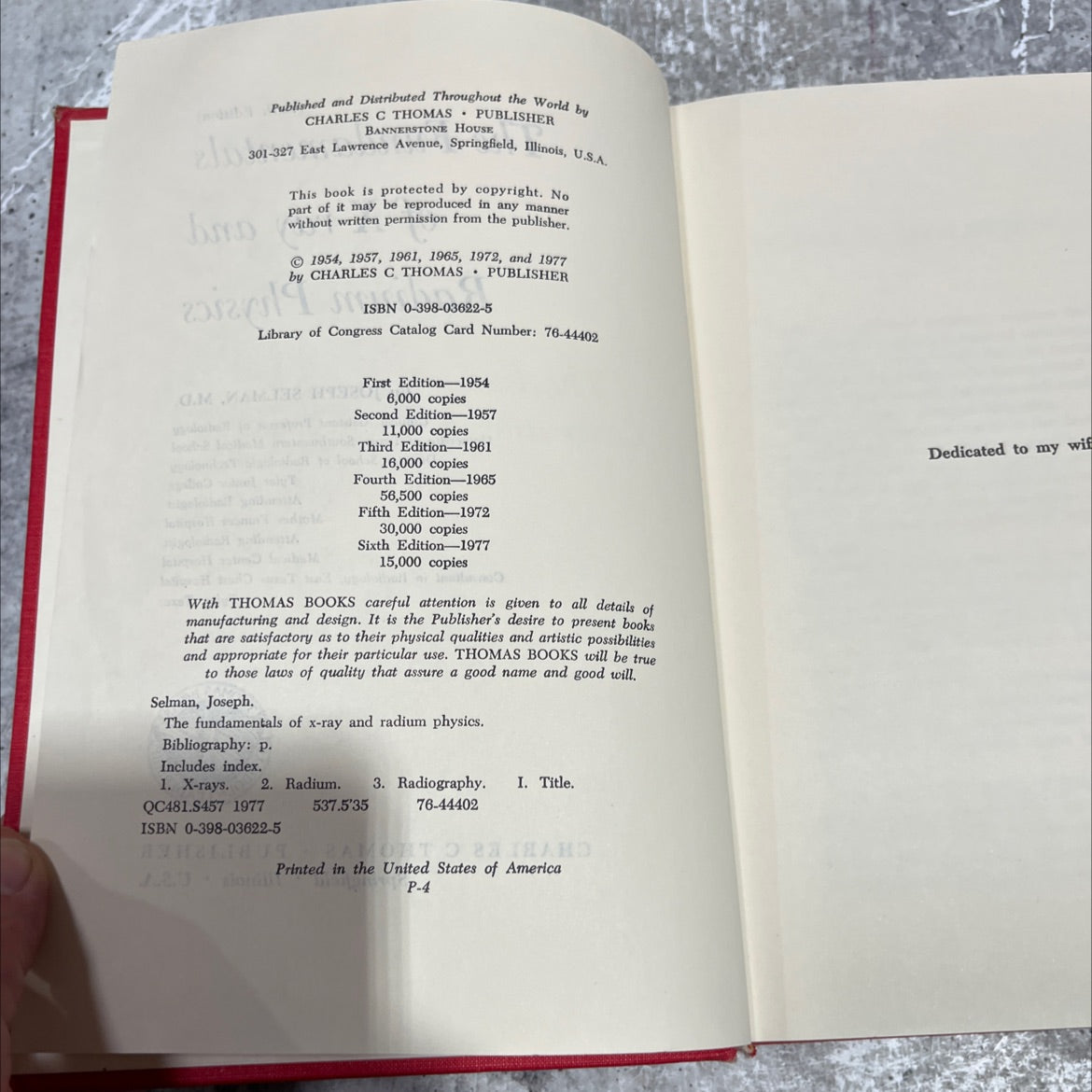 the fundamentals of x-ray and radium physics book, by joseph selman, m.d., 1977 Hardcover image 3