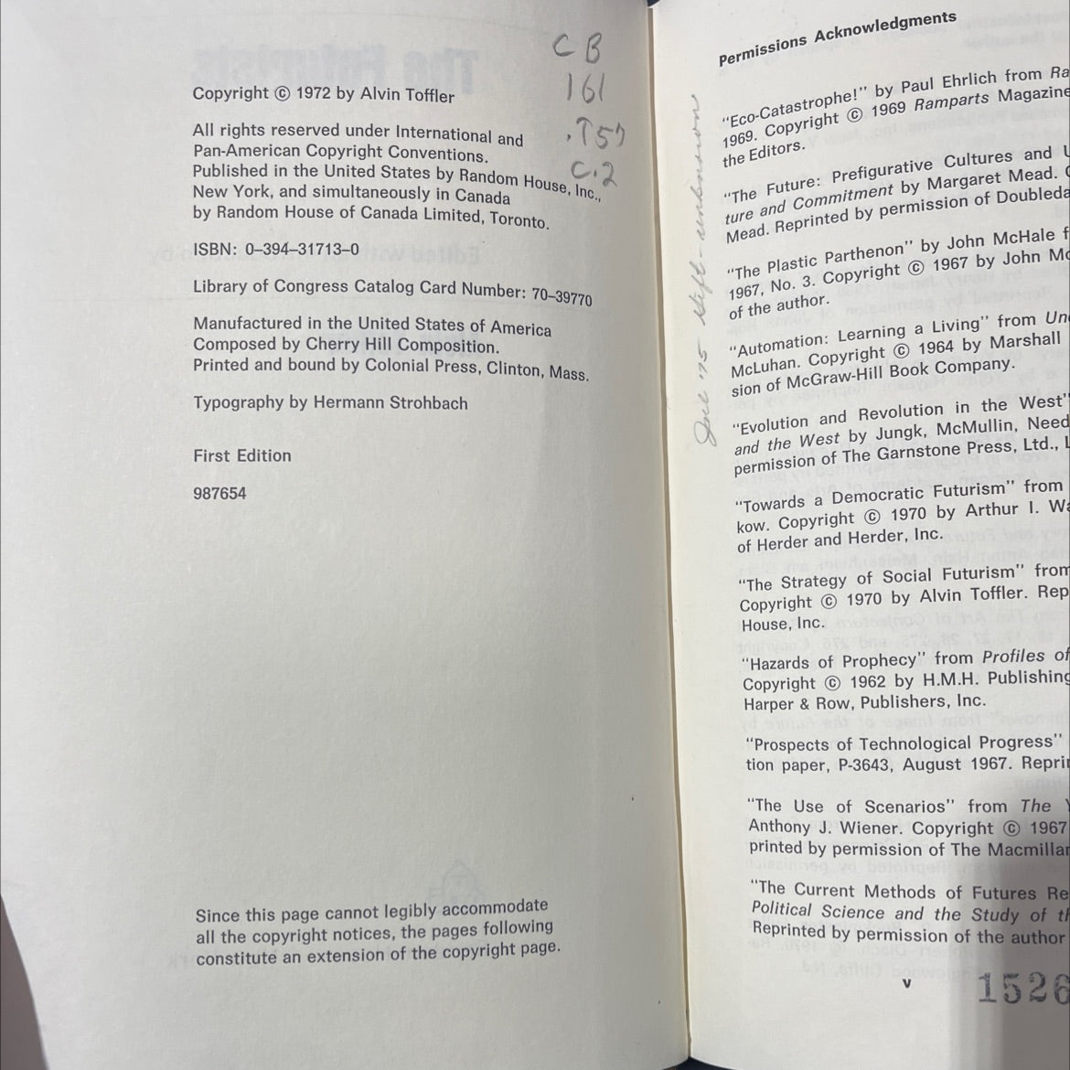 the futurists book, by alvin toffler, 1972 Hardcover image 3