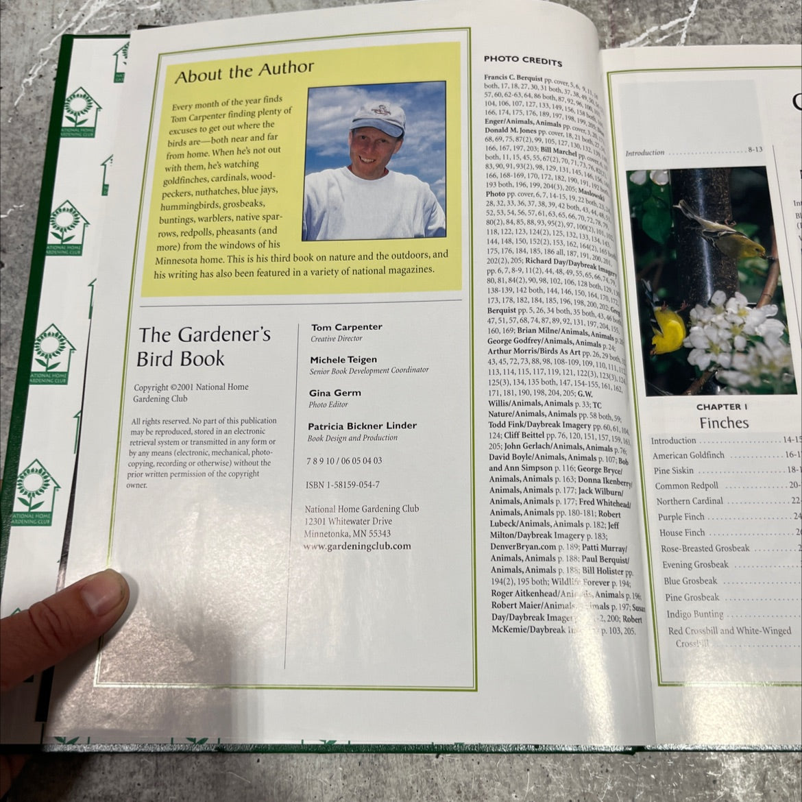 the gardener's bird book book, by Tom Carpenter, 2001 Hardcover image 3