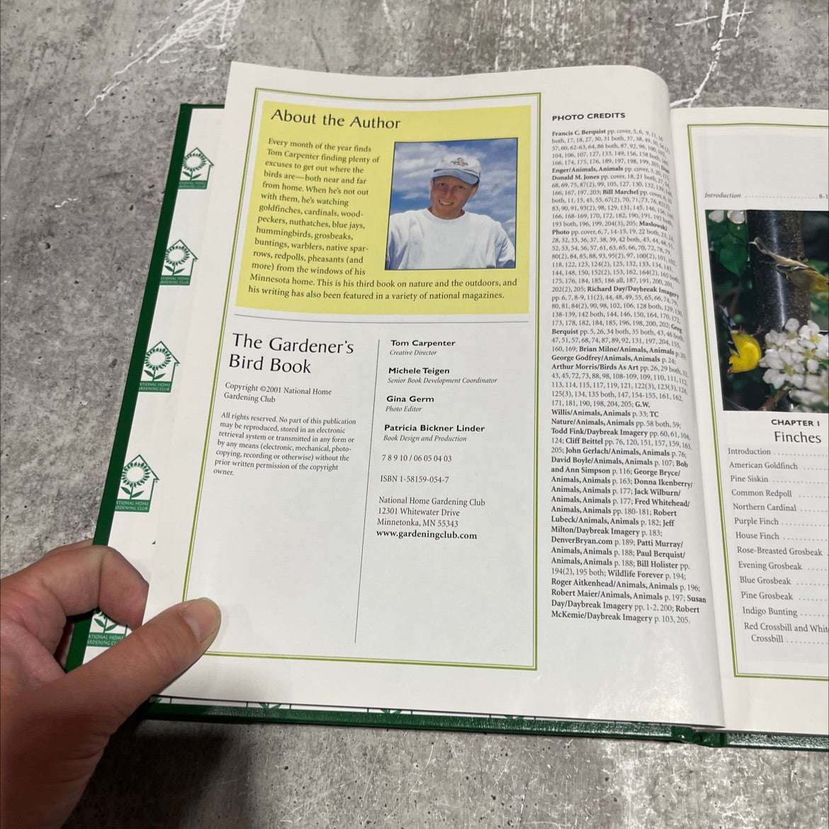 the gardener's bird book book, by Tom Carpenter, 2001 Hardcover image 3