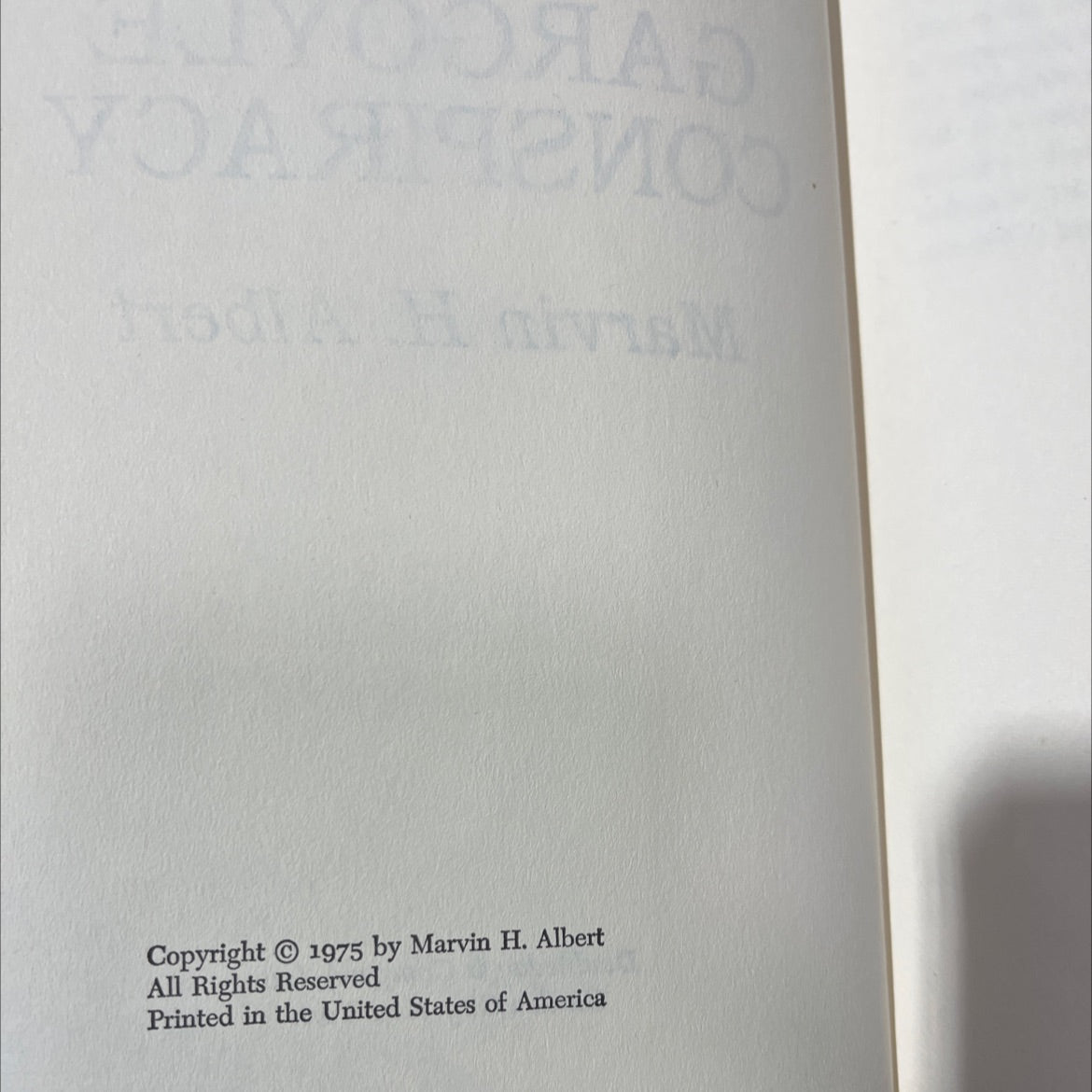 the gargoyle conspiracy book, by Marvin H. Albert, 1975 Hardcover image 3