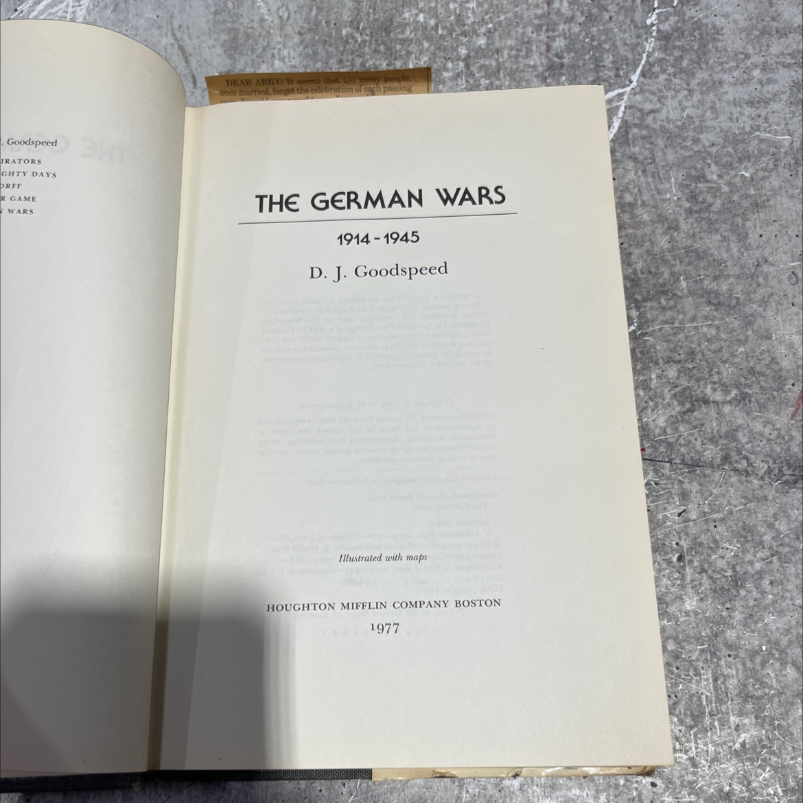 the german wars book, by D. J. Goodspeed, 1977 Hardcover image 2