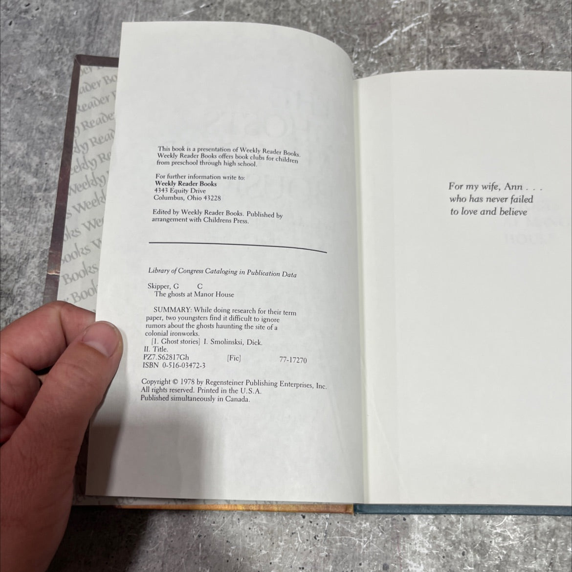 the ghosts at manor house book, by g. c. skipper, 1978 Hardcover image 3