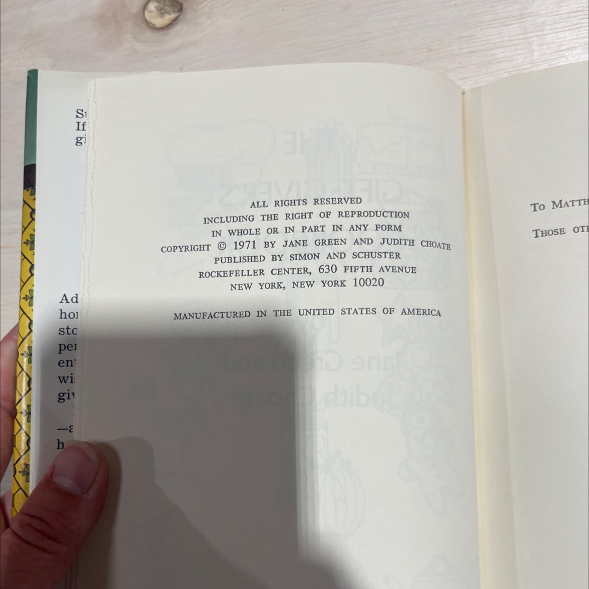 the gift-giver's cookbook book, by Jane Green and Judith Choate, 1971 Hardcover image 3