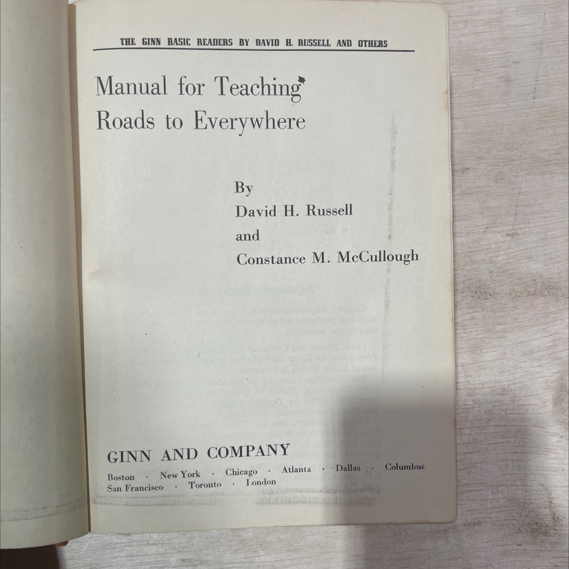 the ginn basic readers manual for teaching roads to everywhere book, by david h. russell and constance m. mccullough, image 2