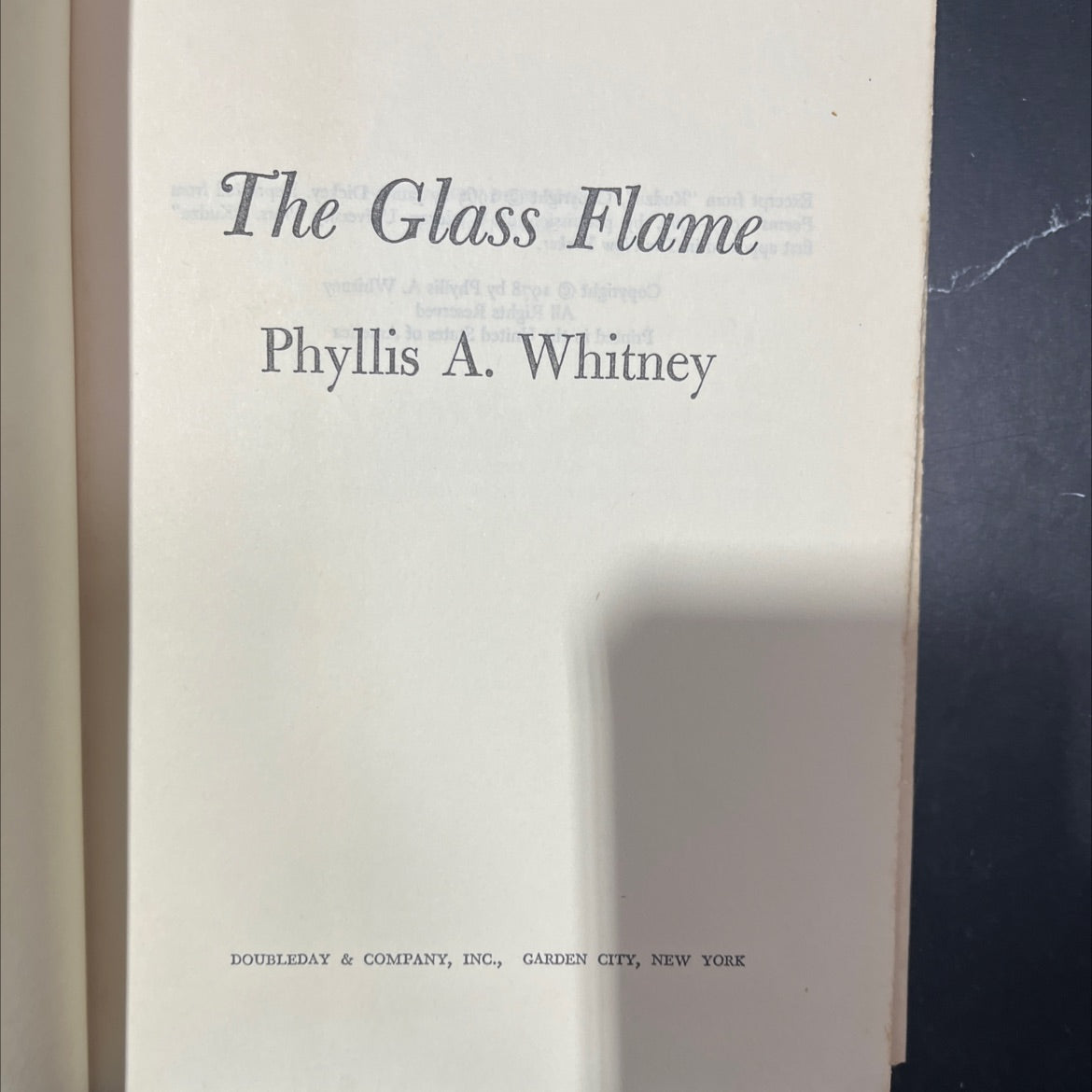 the glass flame book, by Phyllis A. Whitney, 1978 Hardcover image 2