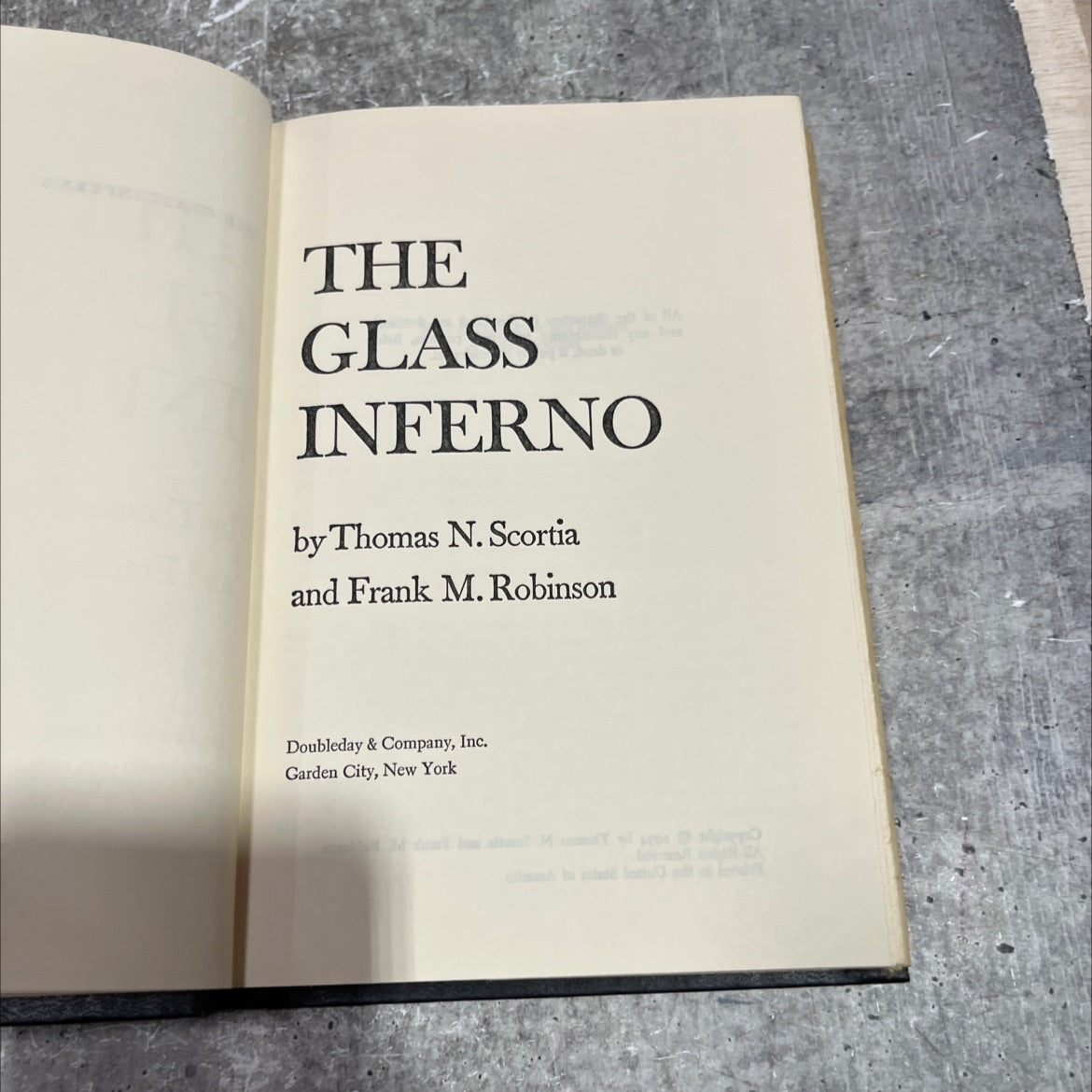 the glass inferno book, by Thomas N. Scortia and Frank M. Robinson, 1974 Hardcover image 2