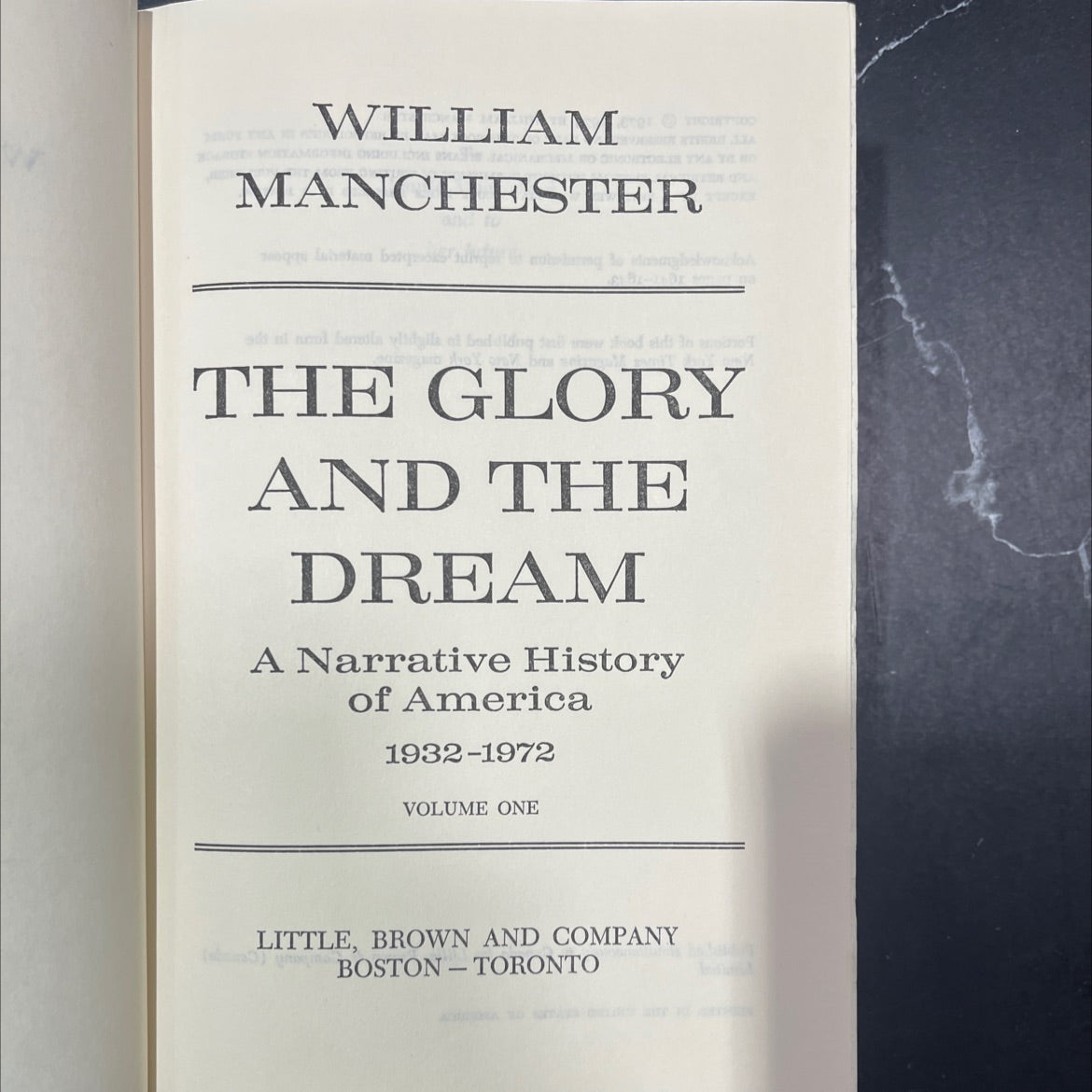 the glory and the dream a narrative history of america 1932-1972 volume one book, by william manchester, 1974 Hardcover image 2