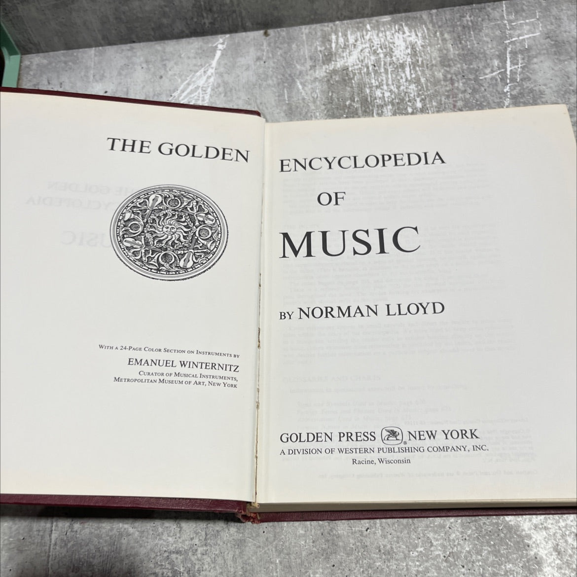 the golden encyclopedia of music with a 24-page color section on instruments book, by emanuel winternitz, 1968 Hardcover image 2