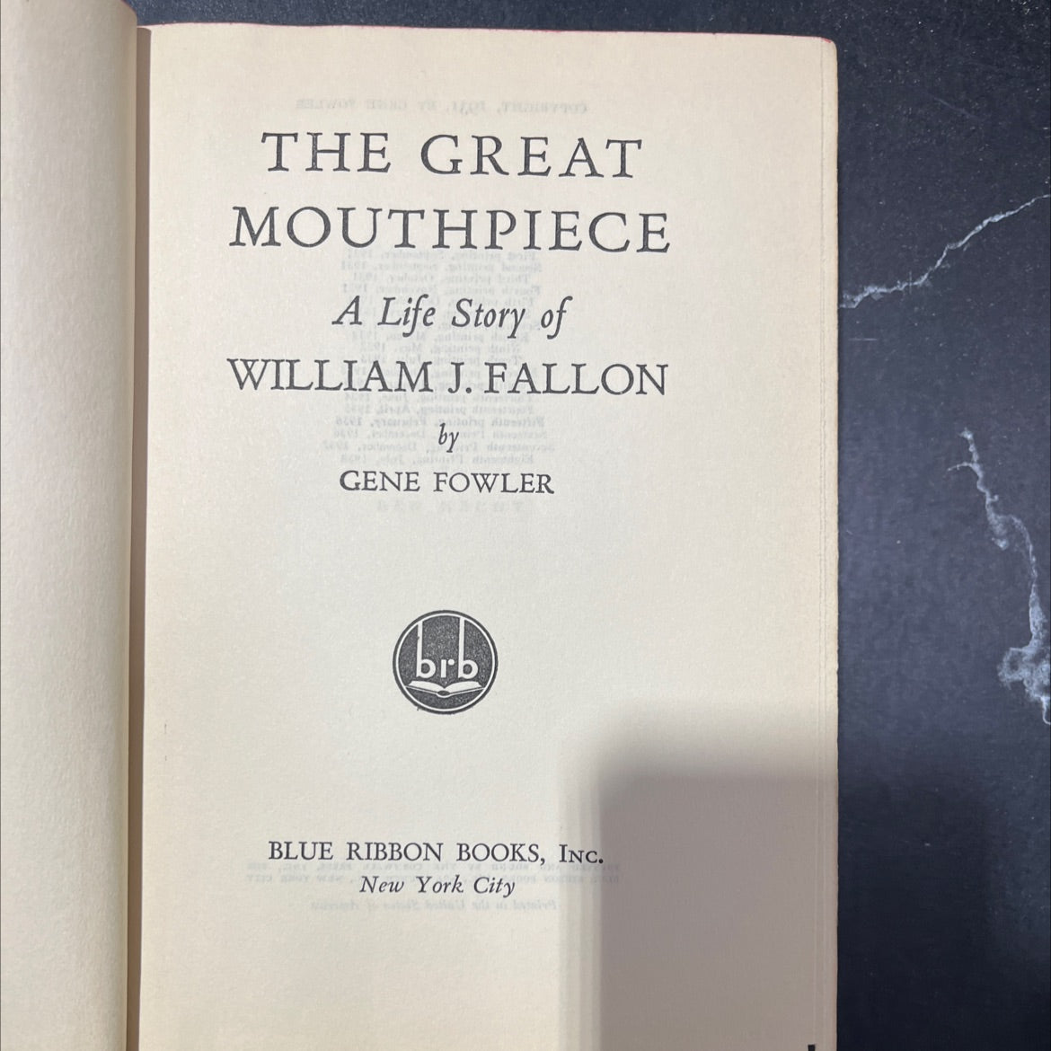 the great mouthpiece book, by gene fowler, 1938 Hardcover image 2