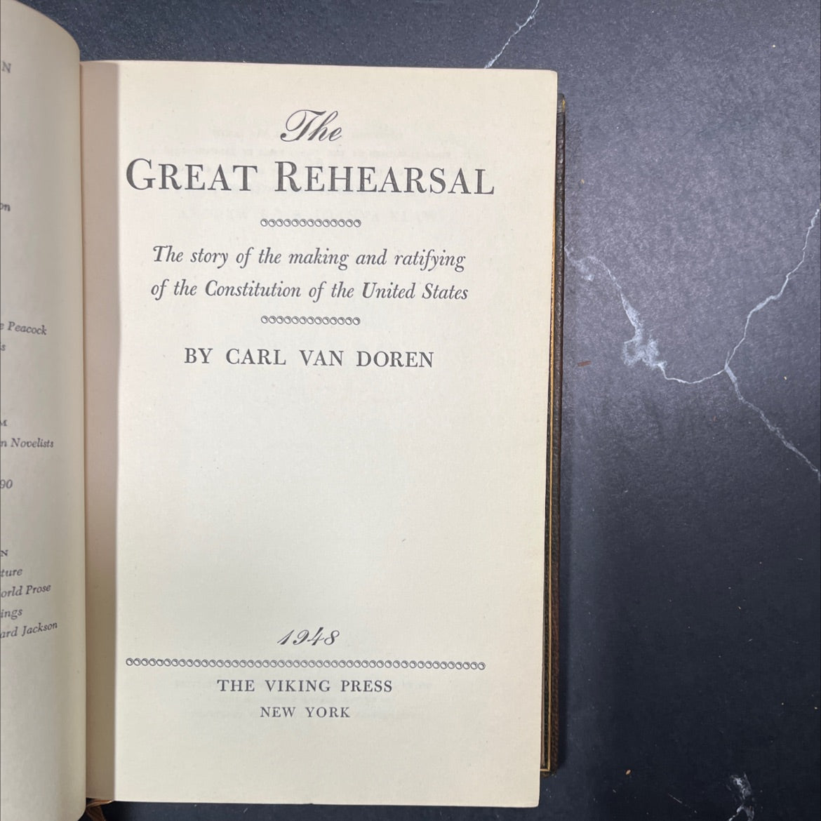 the great rehearsal book, by carl van doren, 1948 Leather image 2