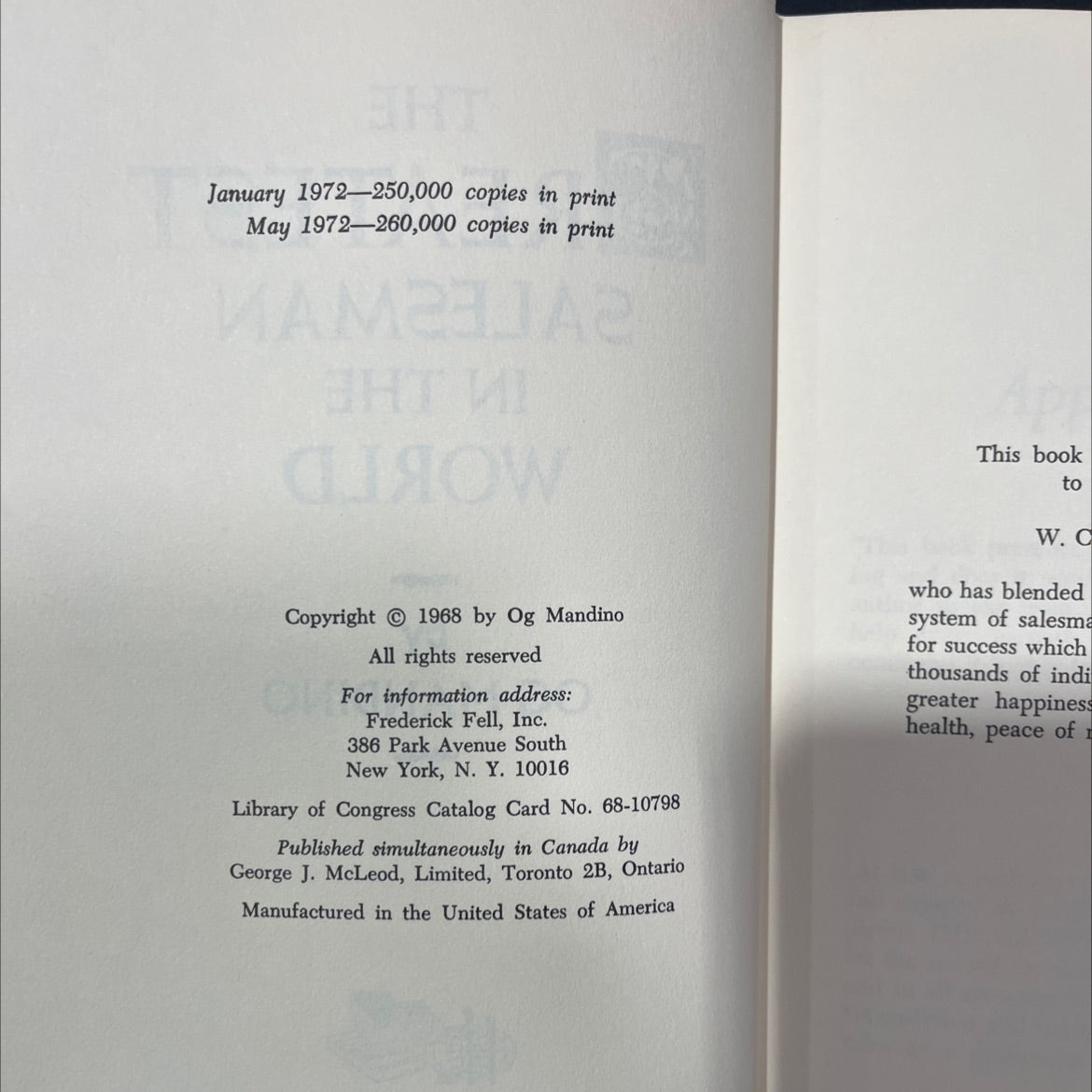 the greatest salesman in the world book, by og mandino, 1972 Hardcover image 3