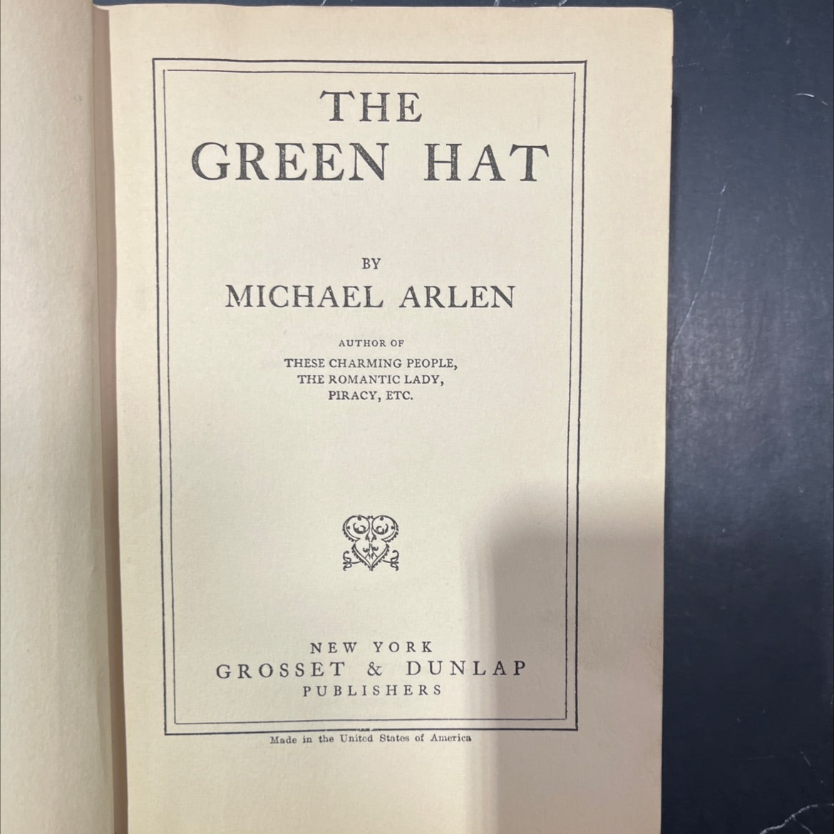 the green hat book, by michael arlen, 1924 Hardcover image 2