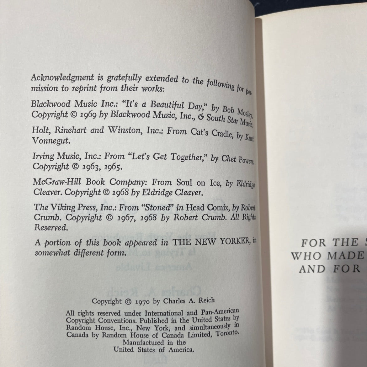 the greening of america how the youth revolution is trying to make america livable book, by charles a. reich, 1970 image 3