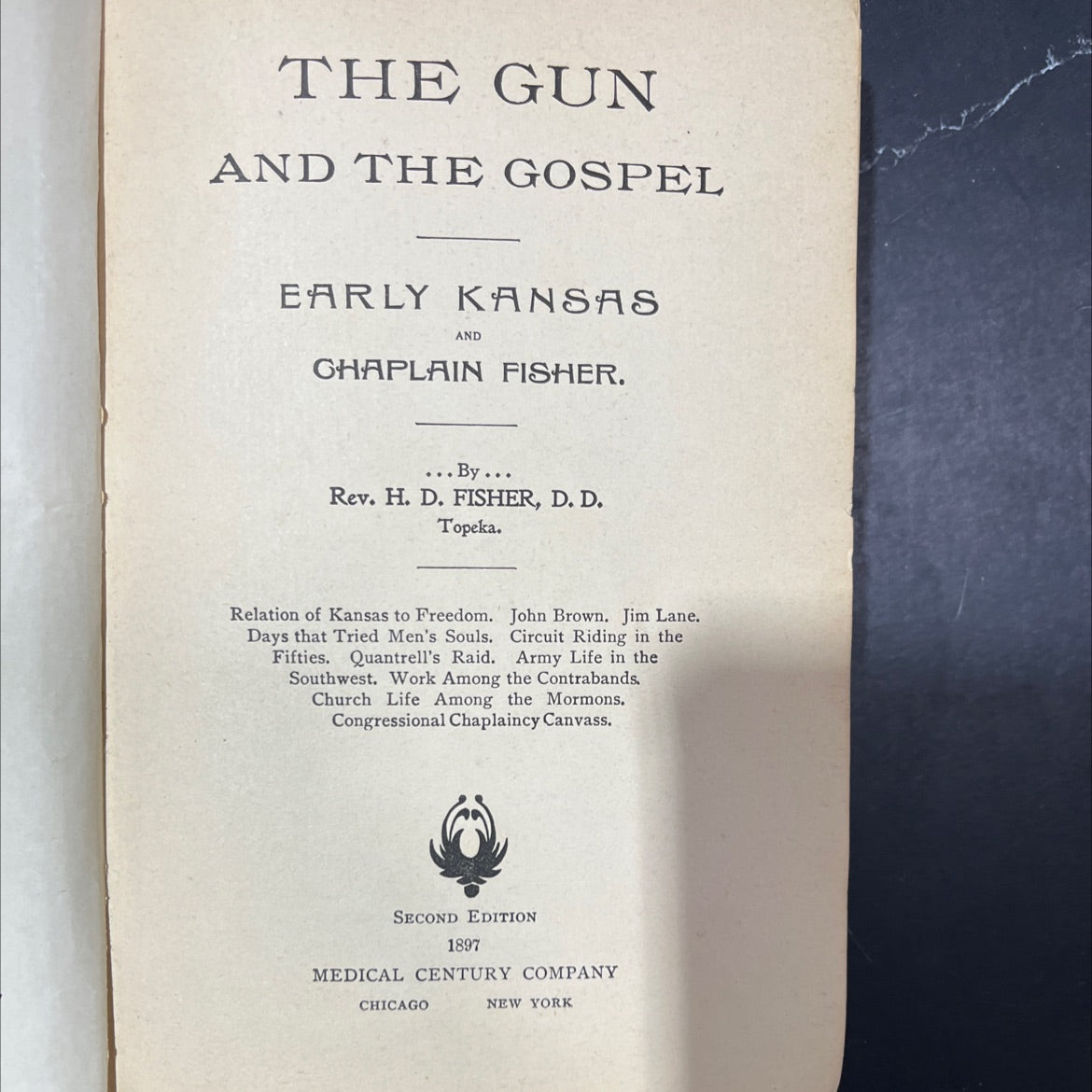 the gun and the gospel early kansas and chaplain fisher book, by Rev. H. D. Fisher, D. D., 1897 Hardcover image 2